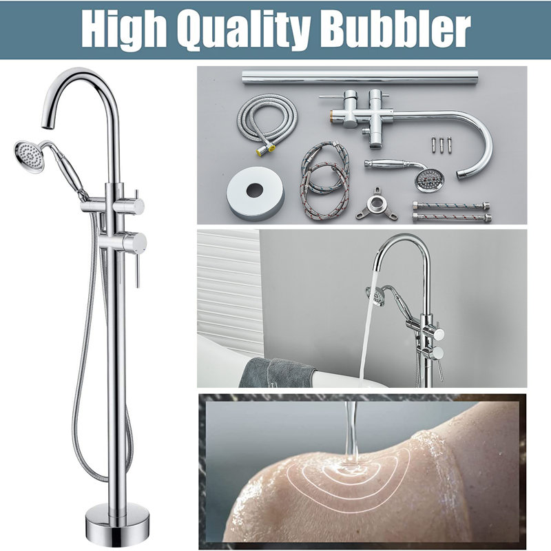 Kalmar 2 Handle Bathroom Freestanding Tub with Diverter and Handshower Included
