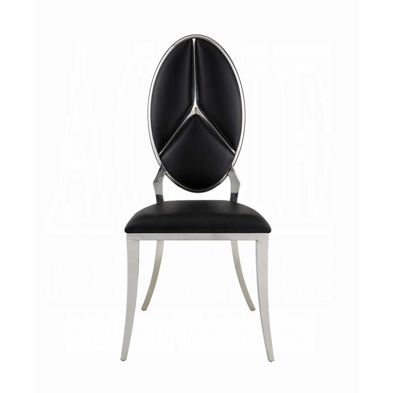 Black Faux Leather Upholstered Side Chair with Metal Frame
