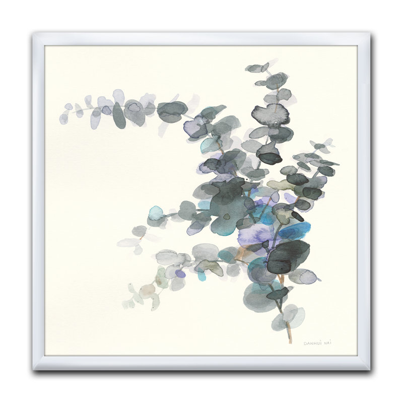 « gris aquarelle fleur iii »-reproduction d’image sur toile, H 16 po x l 16 po x P 1 po, Cadre blanc