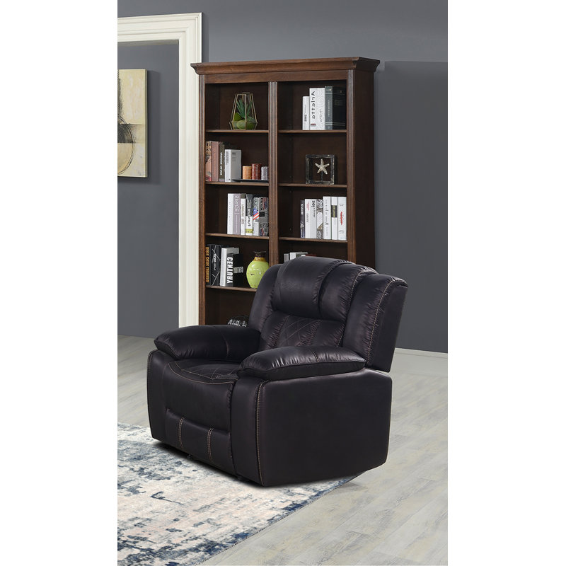 Cadem 42" Wide Manual Glider Recliner Chair (Black Color), Black 100% Polyester