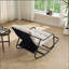 Chaise berçante d'extérieur, coussin confortable, avec coussin épais et doux, pour le salon, la chambre à coucher, la salle de lecture, structure noire avec coussin blanc
