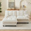 Canapé modulaire en L de 77 po avec repose-pieds, assise profonde en chenille et coussins en treillis confortables pour des espaces de vie polyvalents-241715802