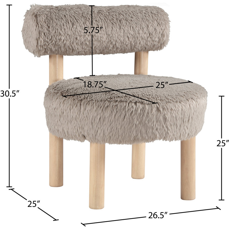 Fauteuil d'appoint rembourré Ambre, Naturel, Tissu beige en peau de mouton végétalien