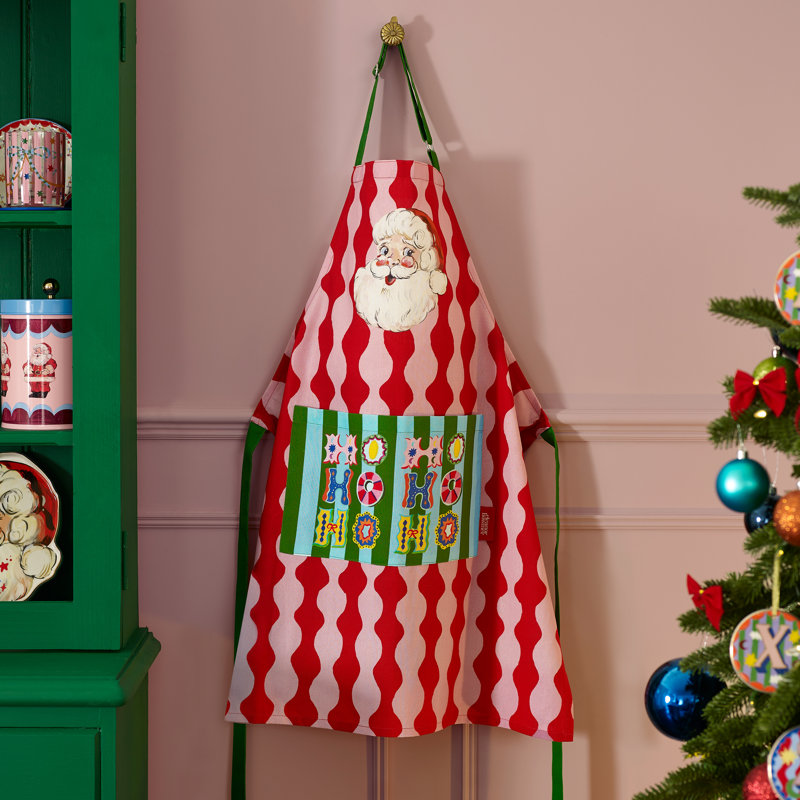 Santa Christmas Abstract Cotton Bib Apron