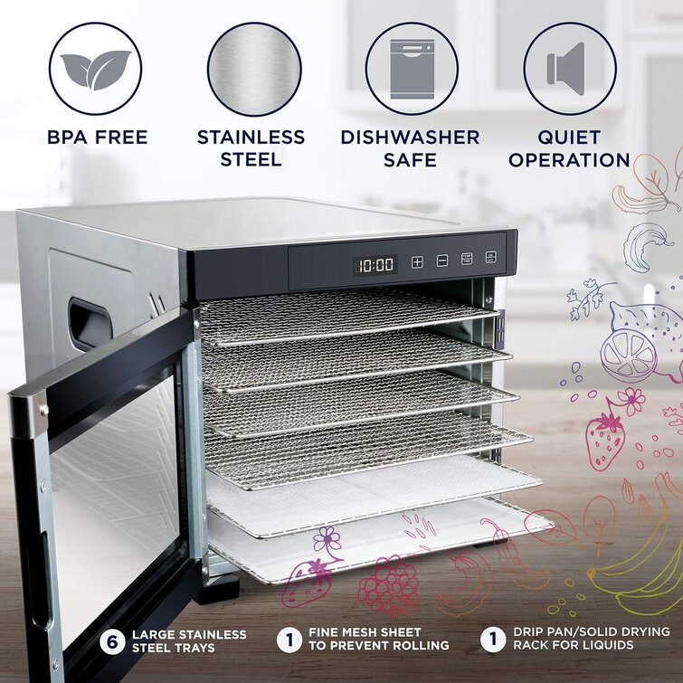 6-Tray Stainless Steel Food Dehydrator