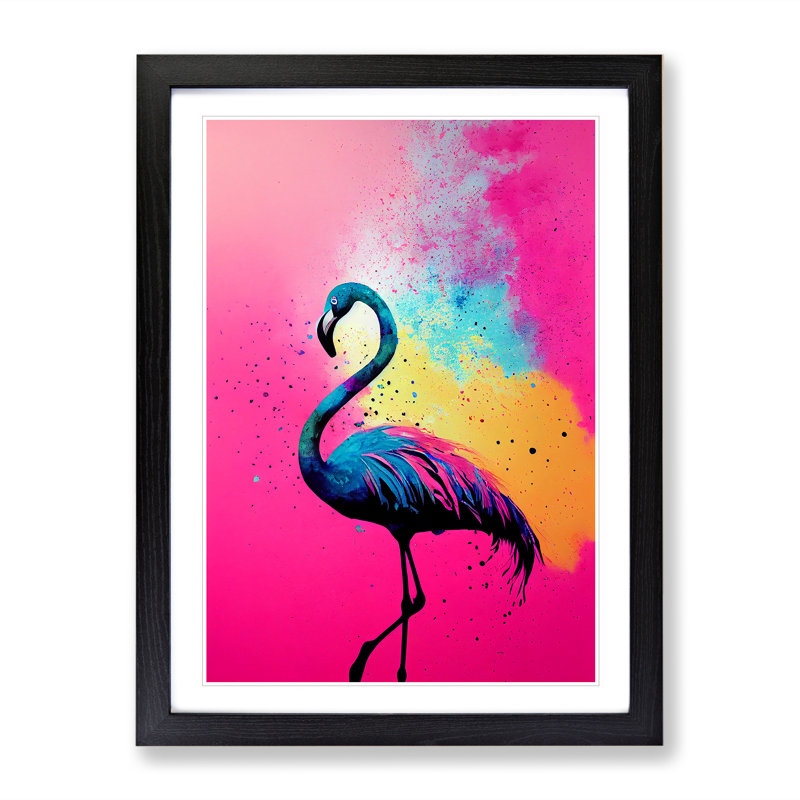 Flamingo Paint Splash No.3 - Framed Print, Black, 34cm H x 25cm W x 2cm D
