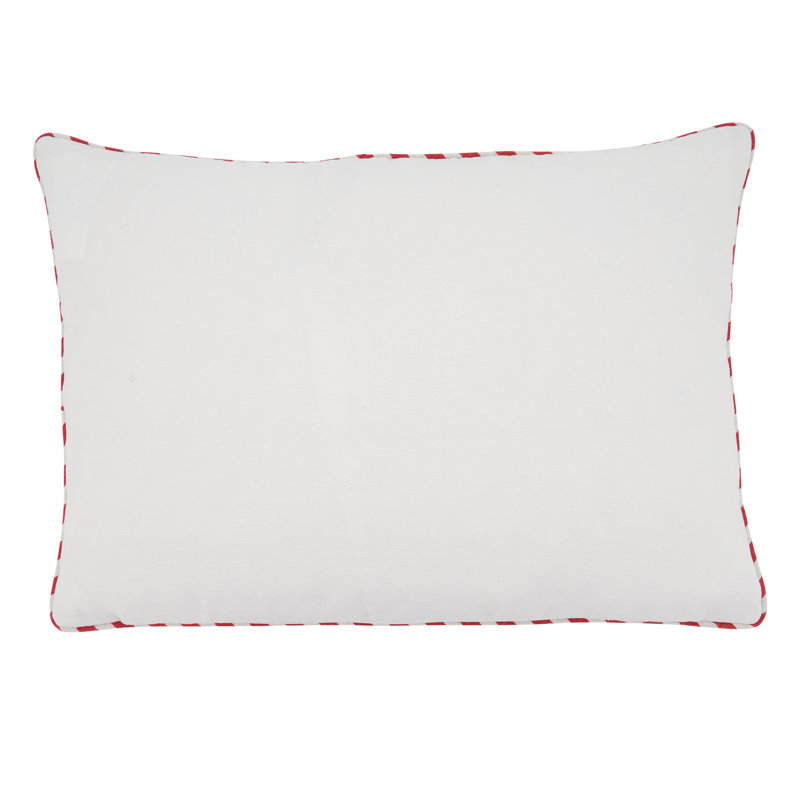 White Cotton Embroidered Merry Christmas Pillow Cover 14x20
