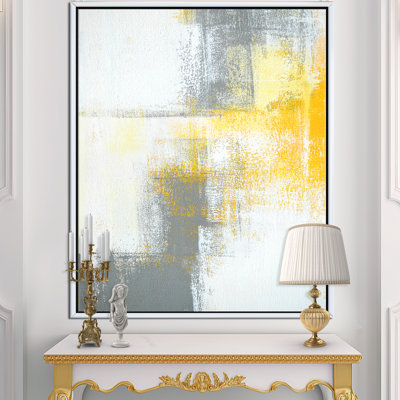 «Gray and Yellow Blue Abstract», reproduction d'art sur toile
