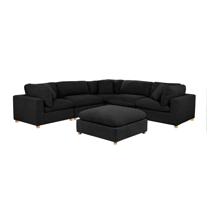 Ensemble modulaire 6 pièces en tissu Teddy Boucle, Ours en peluche noir