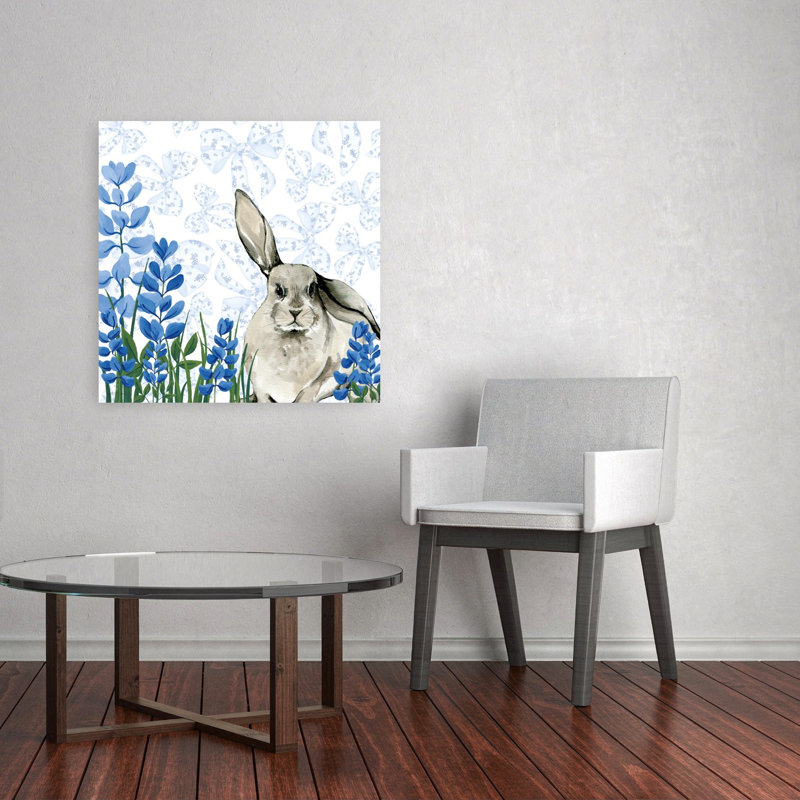 Impression sur toile Bluebonnet Bunnies IV Spring Flower, 32" H x 32" W