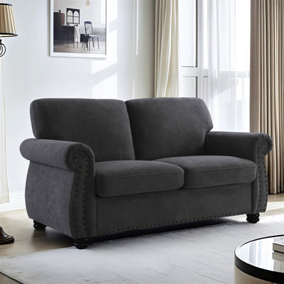 Soft Velvet Loveseat, Upholstered 2 Seater Couch With High-Density Foam, Loose Back Cushions And Solid Wood Turned Legs, Chic Living Room Furniture For Home, Apartment And Office