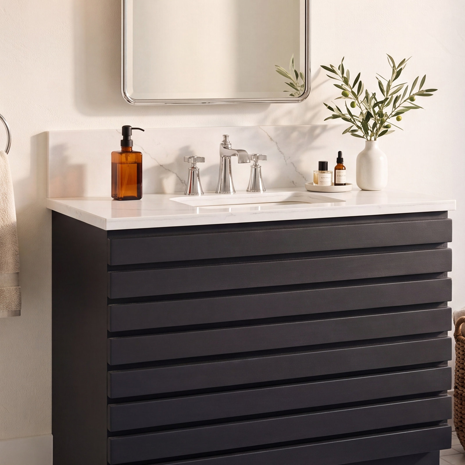 Flara Cross-Handle Widespread Faucet Trim, Chrome