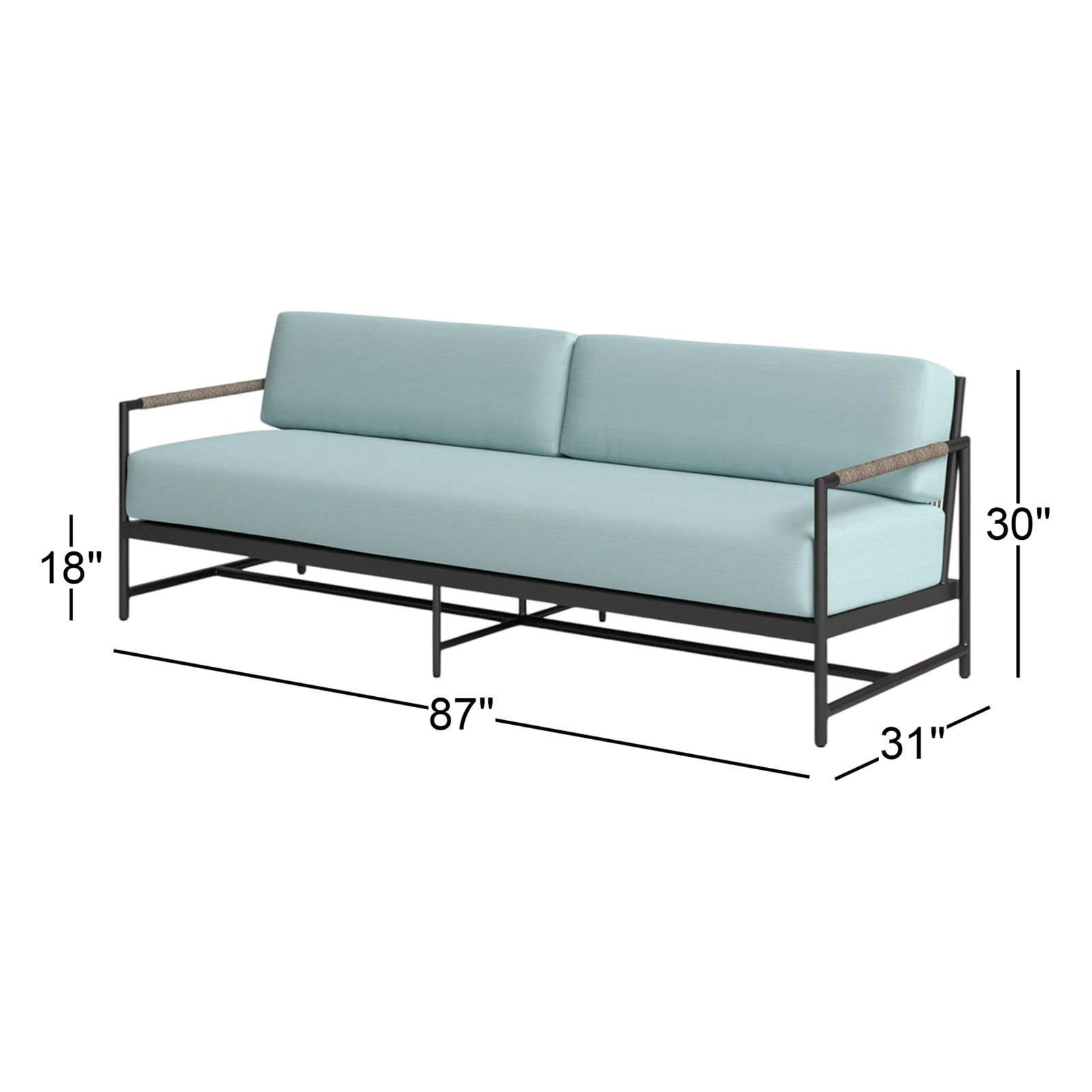 Esme 87" Sunbrella® Patio Sofa, Dupione Celeste Sunbrella®