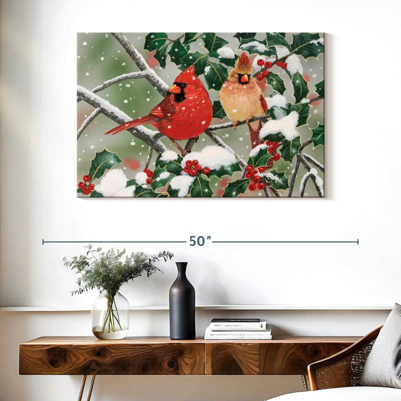 Cardinals perchés Brampt, H 26 po x l 39 po