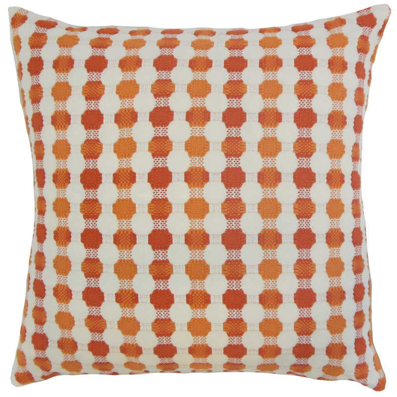 Housse et insert de coussin carré Erela, 24 po x 24 po, Mandarine, Polyester / bourre de polyester