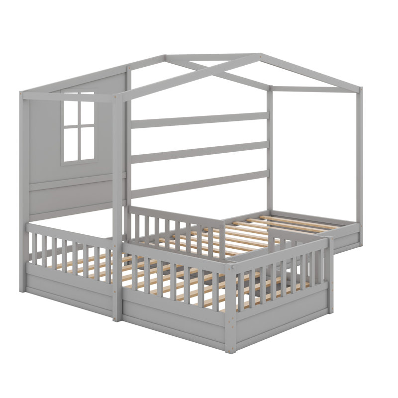 Solid Bed L Structure With Fence And Slatted Frame
