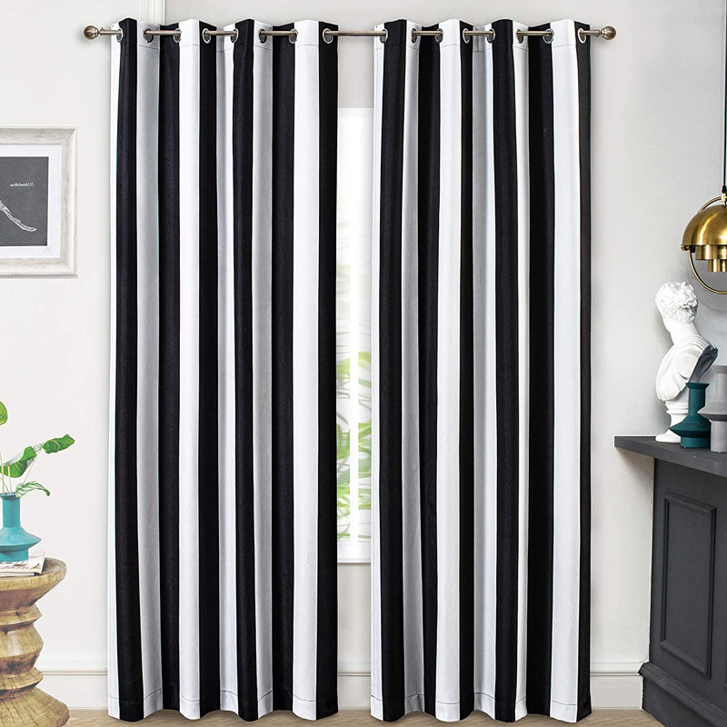 Dorotheia Blackout Curtain Pair, 52" W x 84" L, Black/White
