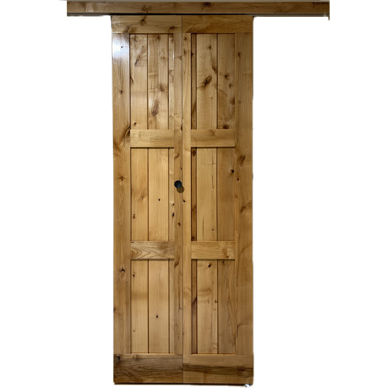 Porte pliante en bois d'aulne 30 po x 84 po avec quincaillerie coulissante en bois