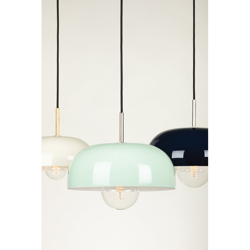 Luminaire suspendu en forme de dôme à 1 lumière Avery, H 5,75 po x l 14 po x P 14 po, Menthe, Nickel poli