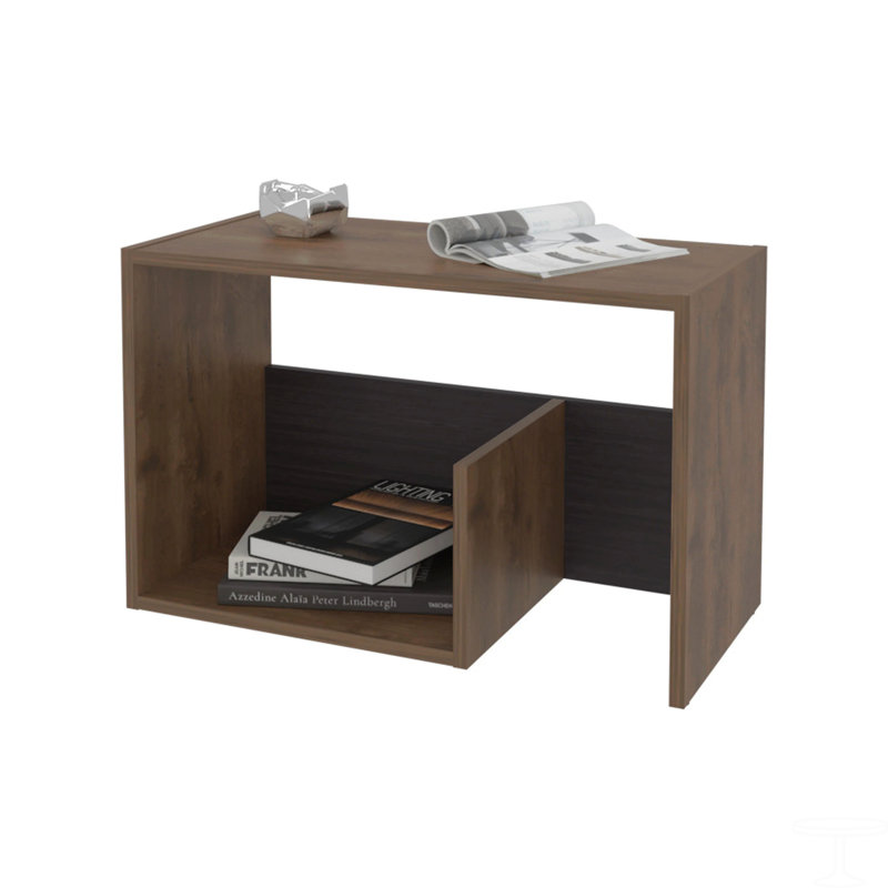 Table d'appoint avec rangement ouvert, Brun