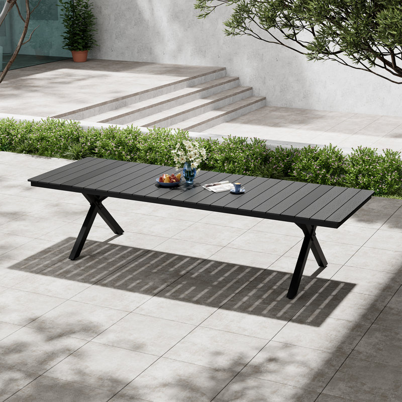 Table de salle à manger pour l'extérieur 8-12 personnes, H 29,3 po x l 118,1 po x P 40,6 po, Gris foncé