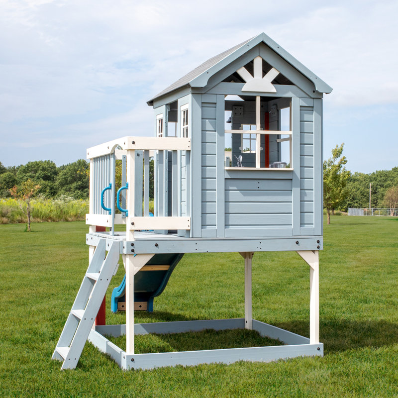 Beacon Heights Elevated Cedar Playhouse with Slide and Ladder