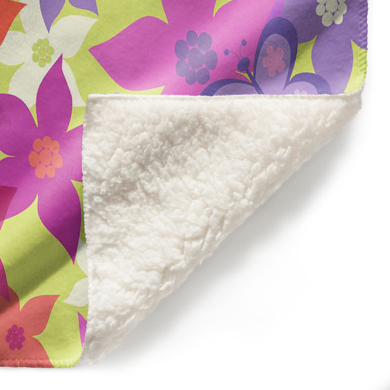 Couverture sherpa douce happy jardin ii, l 51 po x L 60 po