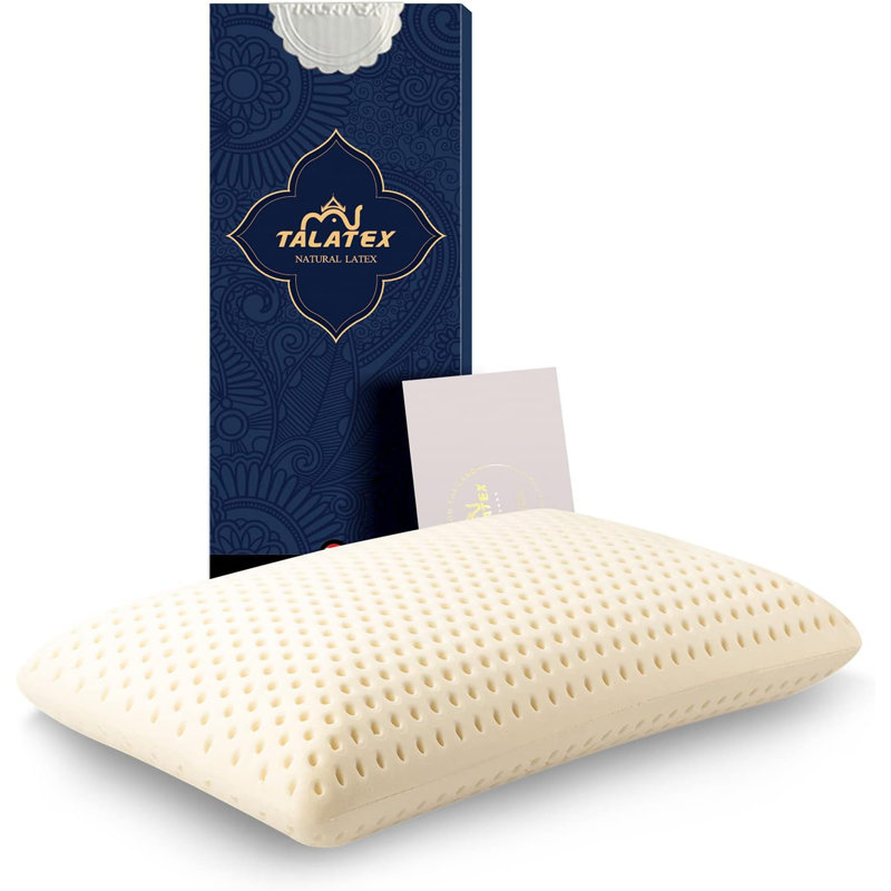 Talatex 100% Natural Talalay Latex Pillow Medium Version ( Pack of 1), Queen Pillow: 5.9"H x 28"W