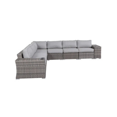 Canapé d'extérieur entièrement assemblé en osier - Mobilier d'extérieur pré-assemblé, canapé d'extérieur en forme de L, ensemble d'extérieur