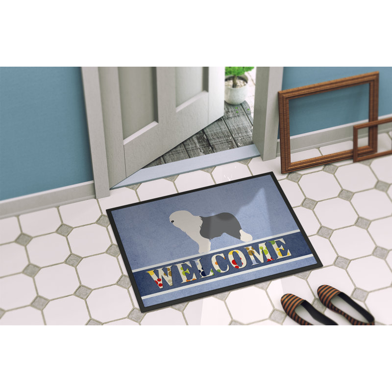 Tapis d’extérieur anti-dérapant old english berger bobtail, Rectangulaire : 18 po x 27 po