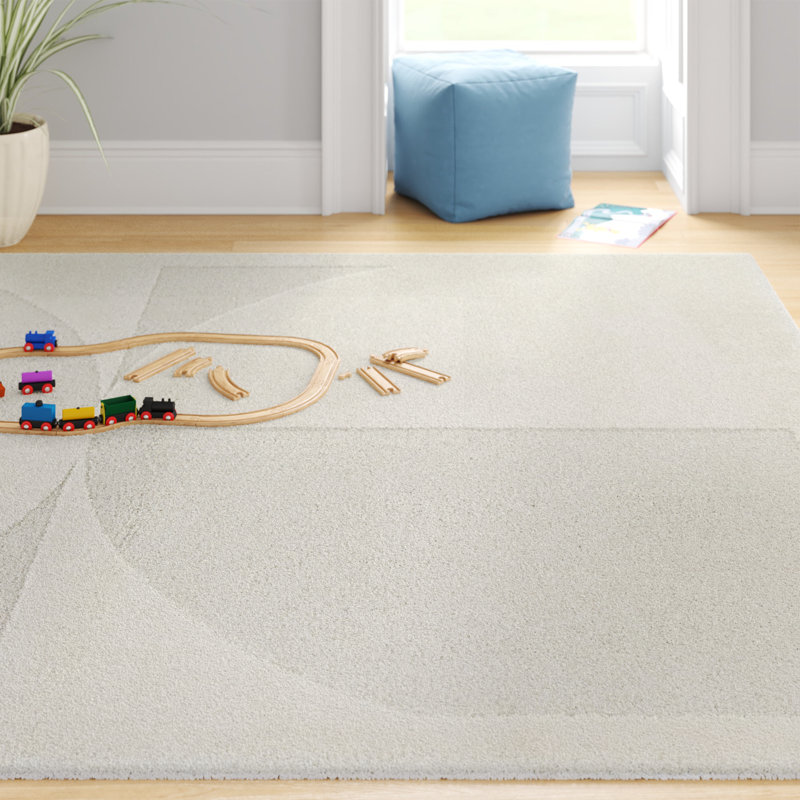 Tapis crème à motif géométrique moderne Mensa, Rectangle 7 pi 10 po x 10 pi
