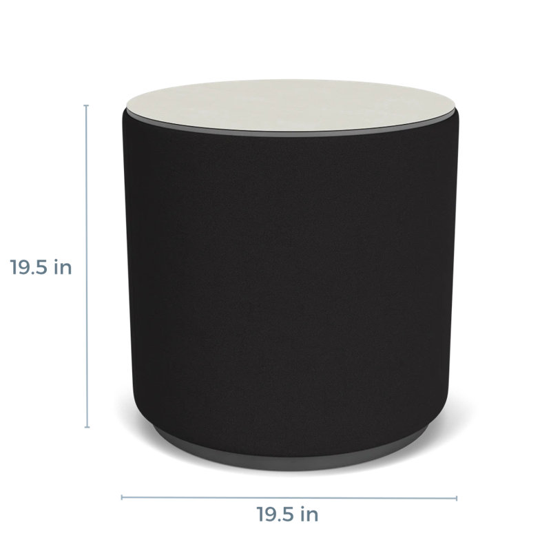 Table de réception avec plateau en stratifié Darsey, 20", Gris anthracite; portes ouvertes noir, Sergé blanc