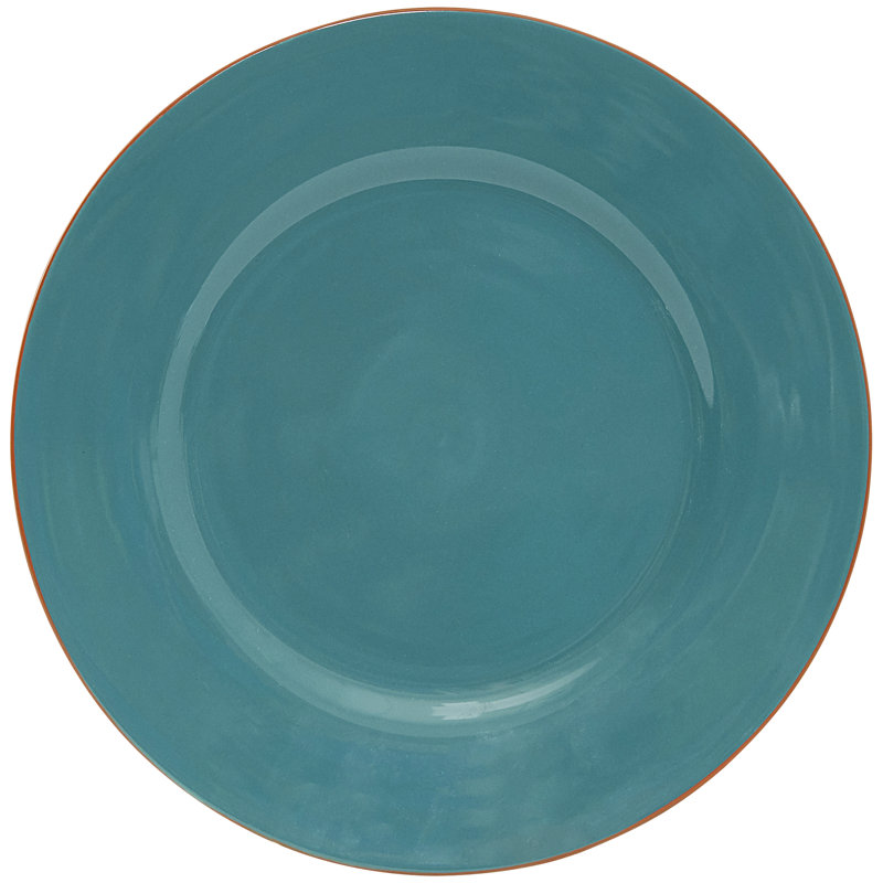 Turquoise Glazed Ceramic 16-Piece Dinnerware Set with Trim Embellishment