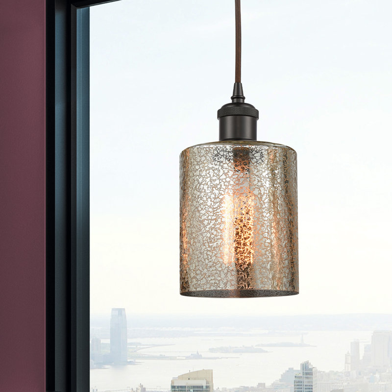 Luminaire suspendu cylindrique 1 lumière Leilani, H 3,75 po x l 5 po x P 5 po, Bronze huilé