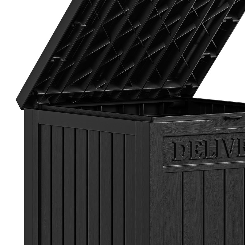 Boîte de livraison de 51 gallons en résine avec boîte aux lettres verrouillable et rangement extérieur, Noir