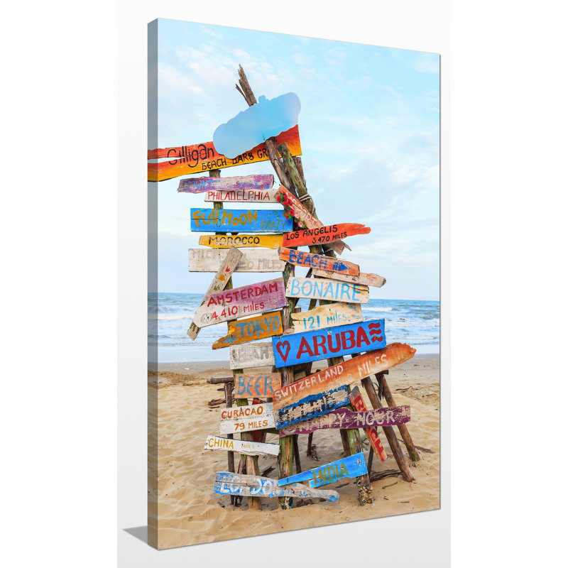 « beach signs », reproduction de photo sur toile tendue, H 48 po x l 28 po x P 1,5 po