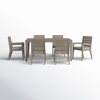 Ojai 7-Piece Outdoor Set, With Rectangle Dining Table, 2 Arm Chairs, And 4 Armless Chairs by Joss & Main