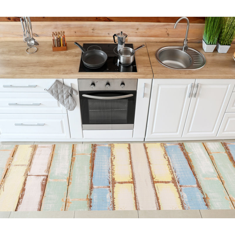 Hendrick Vinyl Machine Printed Area Rug, Rectangle 2'2" x 8'2.4"