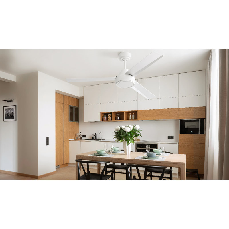 Keilee 52'' 3-ABS-Blade Propeller Standard Ceiling Fan with Remote Control and no Light, White