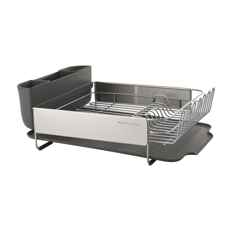 Gray Stainless Steel Large Expandable Dish-Drying Rack