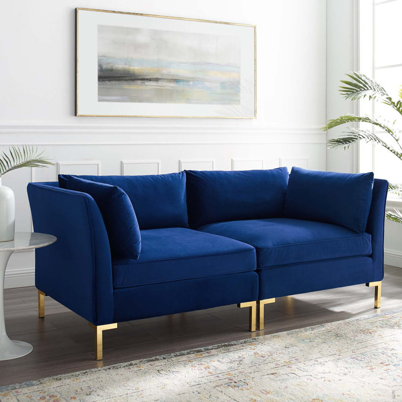 Ardent Performance Velvet Loveseat, Navy
