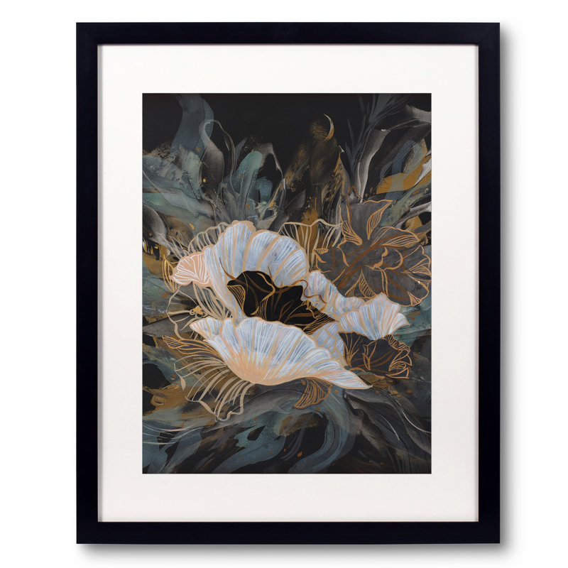 «Enchantment» par Novi Lim - Peinture, H 21,2 po x l 17,2 po, Papier avec cadre noir
