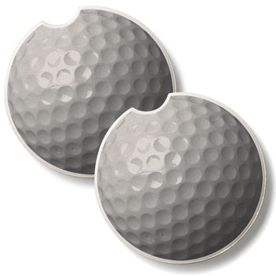 Golf Ball 2 Pack Stone Car Coasters