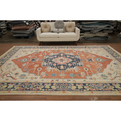 Large Orange Wool Oushak Vegetable Dye Area Rug 10x12