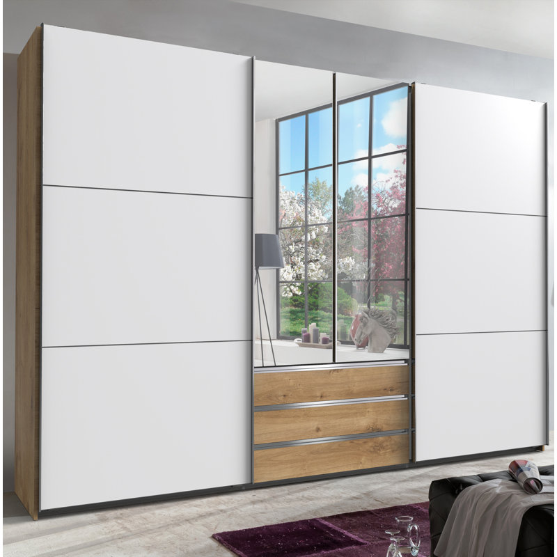 Branchburg 2 Door Manufactured Wood Wardrobe, White and light brown