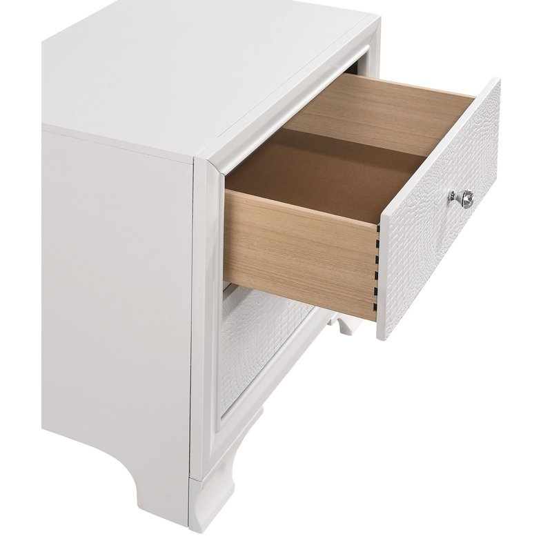 Ensemble de chambre à coucher à panneau tapissier Rodell 5-2_LED, Blanc, Grand