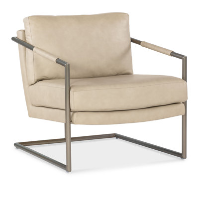 Moody Metal Frame Leather Chair - Stonewash