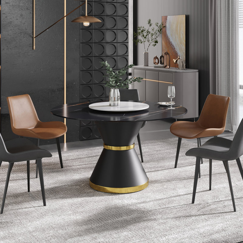 Table de salle à manger Ryding, H 29,5 po x L 53 po x l 53 po, Noir / blanc