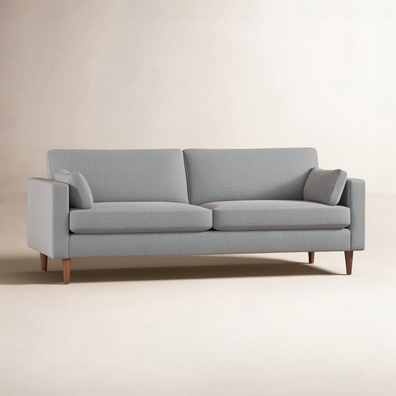 Viveros Upholstered 81'' Sofa, Rosewood, Honey Birch