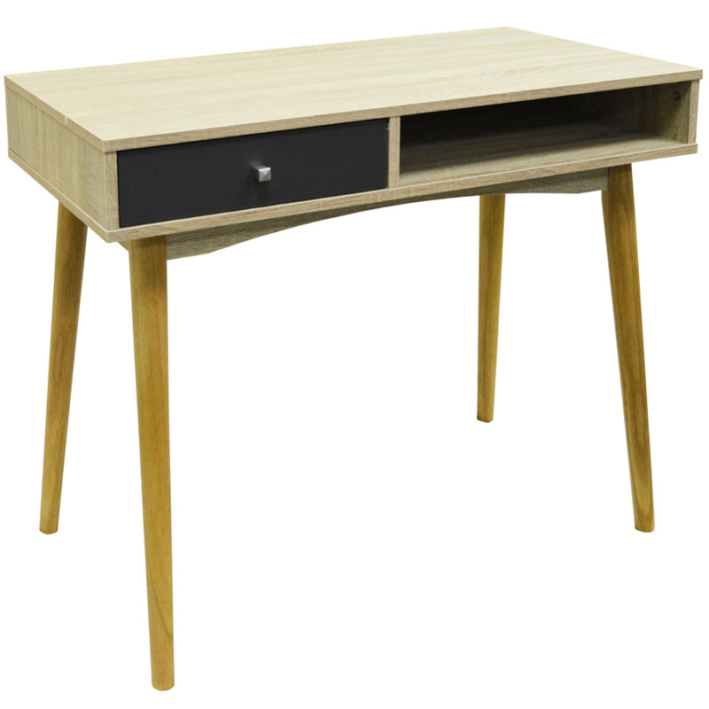 Maze Solid Wood Base Writing Desk, Oak/Grey